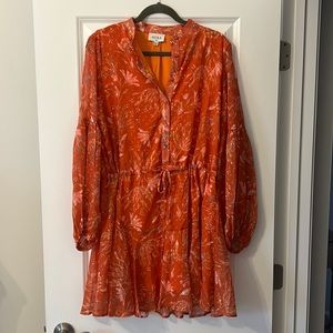 Rust colored mini dress long sleep-Red Dress Boutique